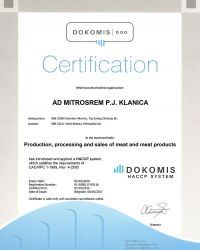 Certification AD MITROSREM KLANICA