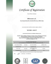 Sertifikat ISO 9001+HCCP RS